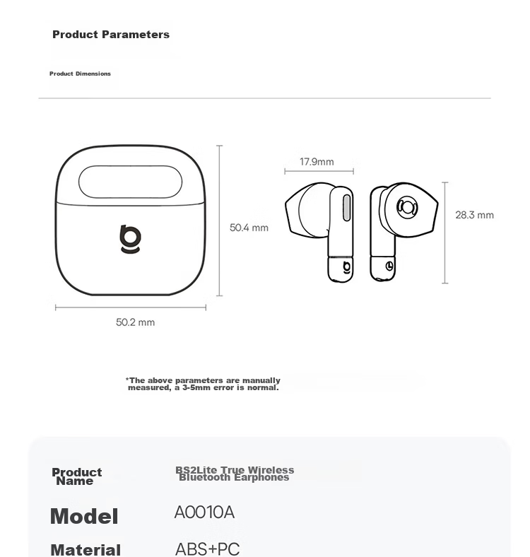 Baseus BS2 Lite Semi-In-Ear True Wireless Earbuds Comfortable Bluetooth Music Sports Earphones Low Latency for Apple Huawei Vivo Honor Phones Gift 33