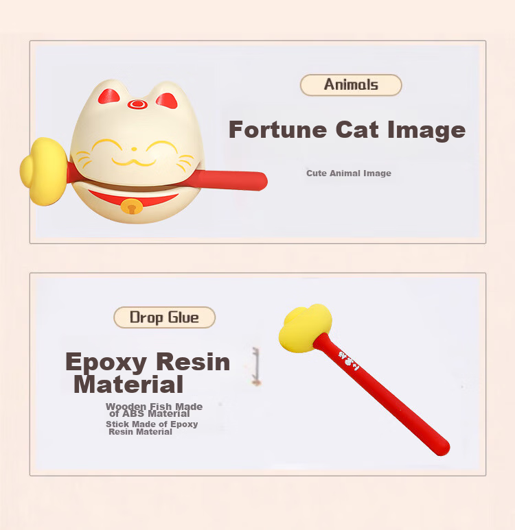 Youjia Good Products Lucky Cat Wooden Fish Stress Relief Toy Gift for Friends Office Desktop Decoration Popular Practical Holiday Gift 8