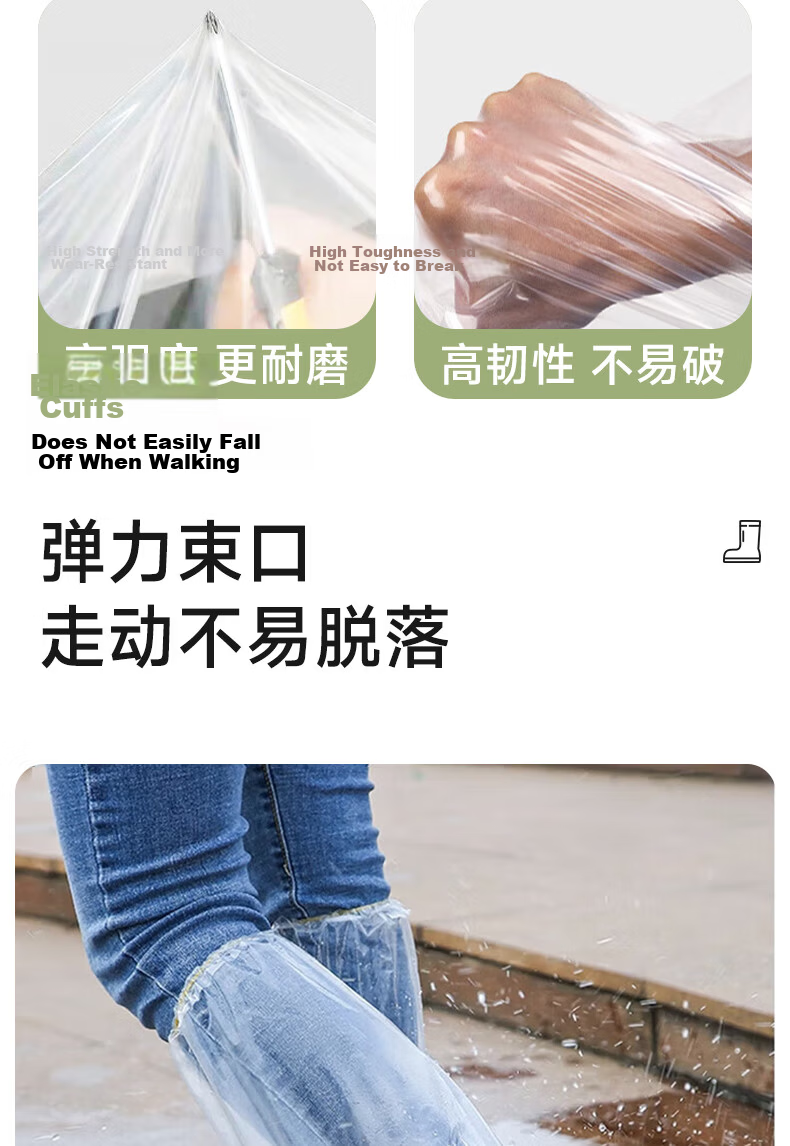 Qihaiqiu Disposable Rain Shoe Covers Unisex Thickened Wear-Resistant Outdoor Hiking Waterproof Non-Slip Foot Covers 30-Pack 7