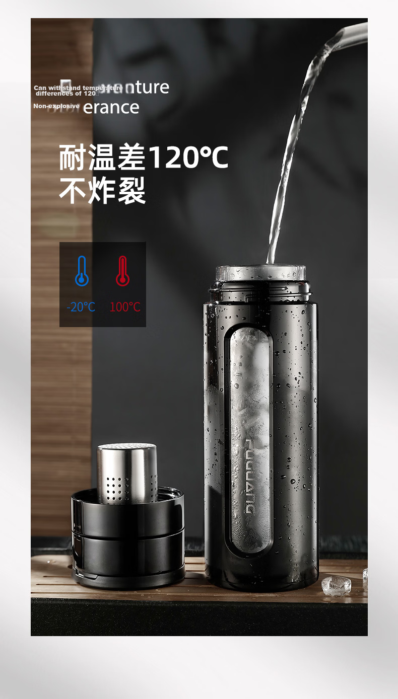 Fuguang Large Capacity Shatterproof Glass Cup Business Men's Double-Layer Water Glass Plastic Glass Tea Infuser Cup with Tea-Water Separation 11