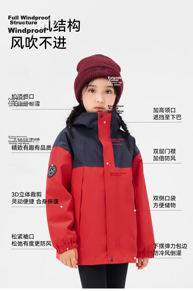 Pelliot Outdoor Kids 3-in-1 Windproof Waterproof Spring Summer Jacket Green Gray 120 8