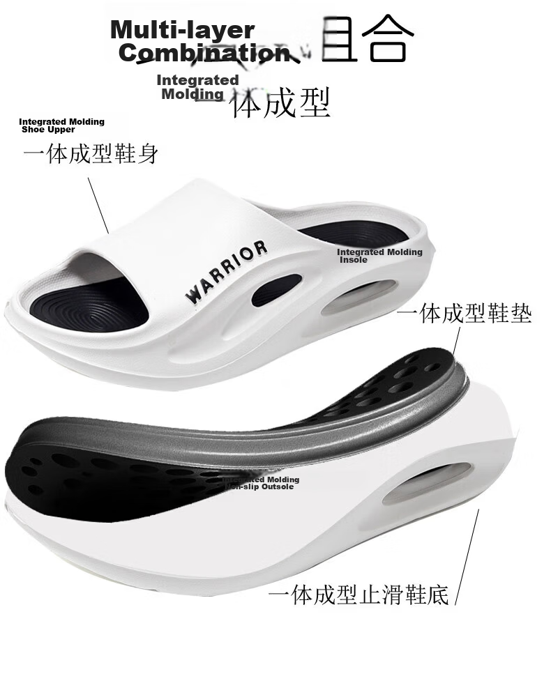 Huili Men's Slippers for Home And Outdoor Wear, All Seasons Non-Slip Beach Sandals, HL02331 White And Black, Size 42-43 2