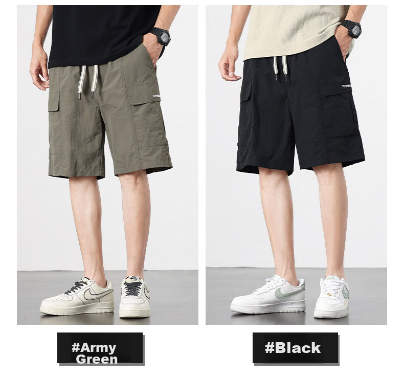 ROMON Men's American Style Summer Thin Ice Silk Quick-Dry Cargo Shorts Khaki XL 4