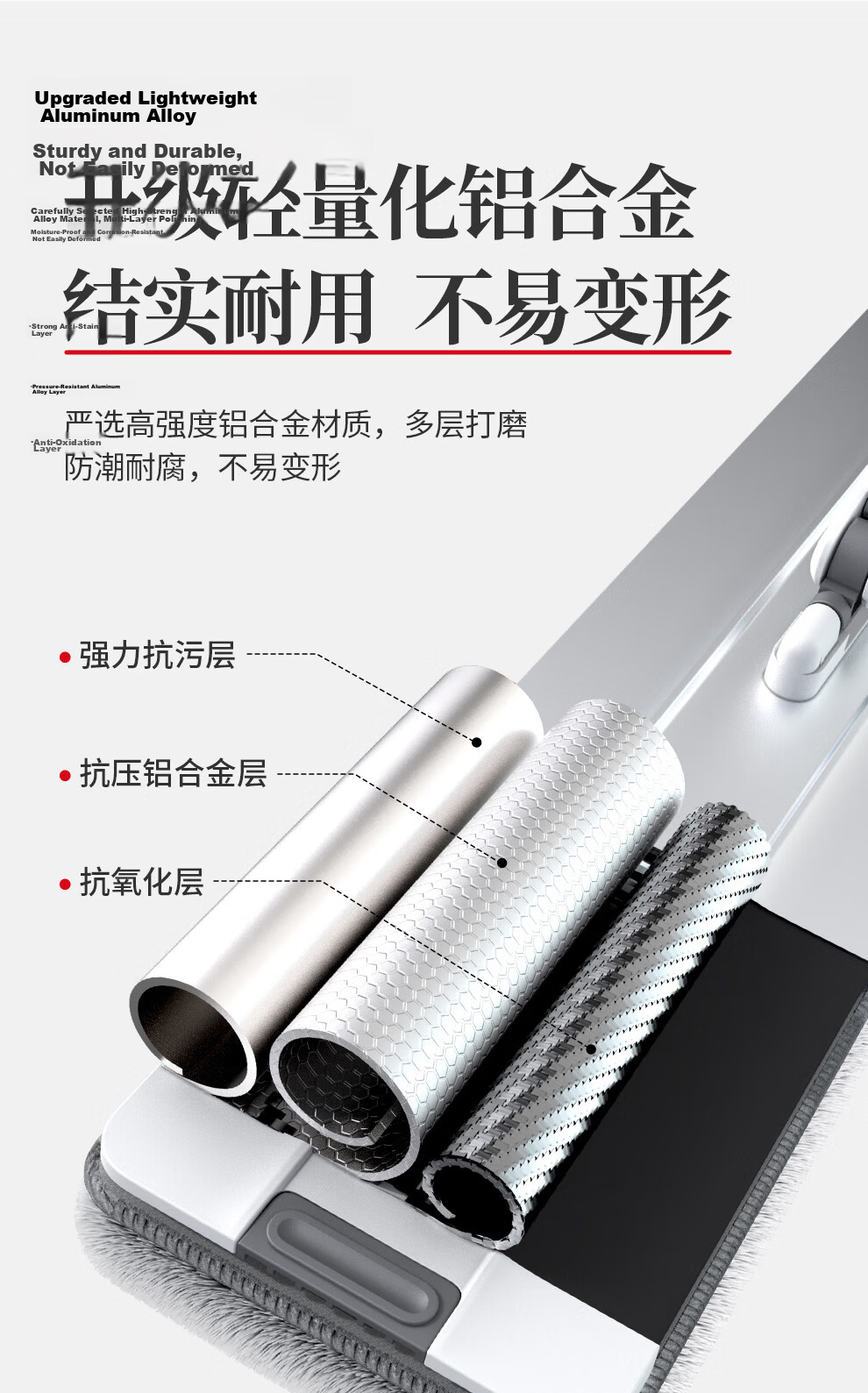 Good Wife Flat Mop 45CM 4 Cloths Easy-Clean Aluminum Alloy Hands-Free Wash One Mop Clean 2025 New Thickened Floor Mop 19