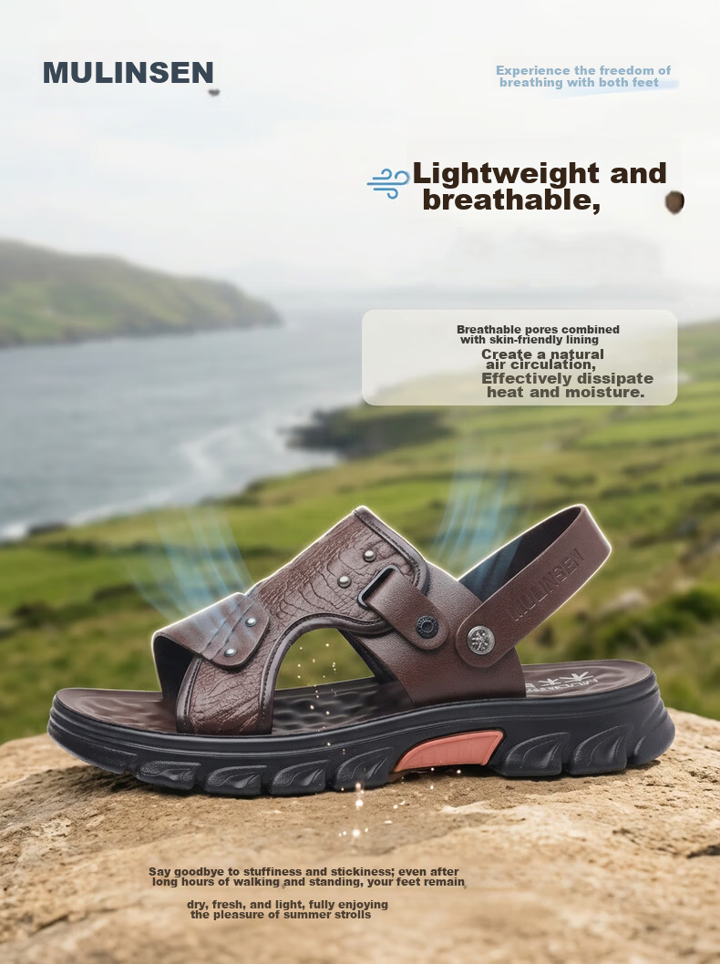 MULINSEN Men's Lightweight Breathable Casual Beach Sandals Soft Sole Outdoor Dual-Wear Slippers V7290258 4