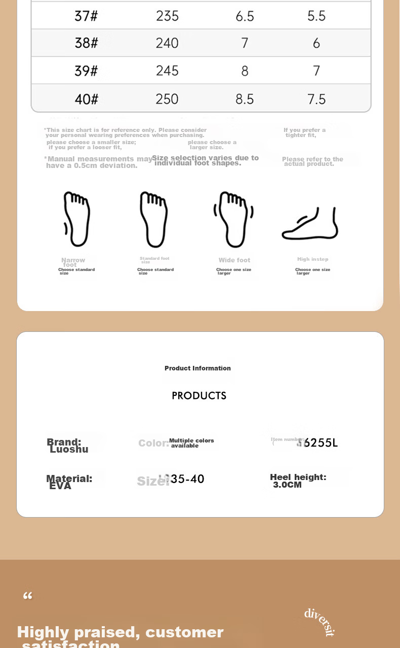 Luo Fu Women's Outdoor Sandals Slip-On Silent Height-Increasing Sandal LF6255 Cloud Frost Size 40 11