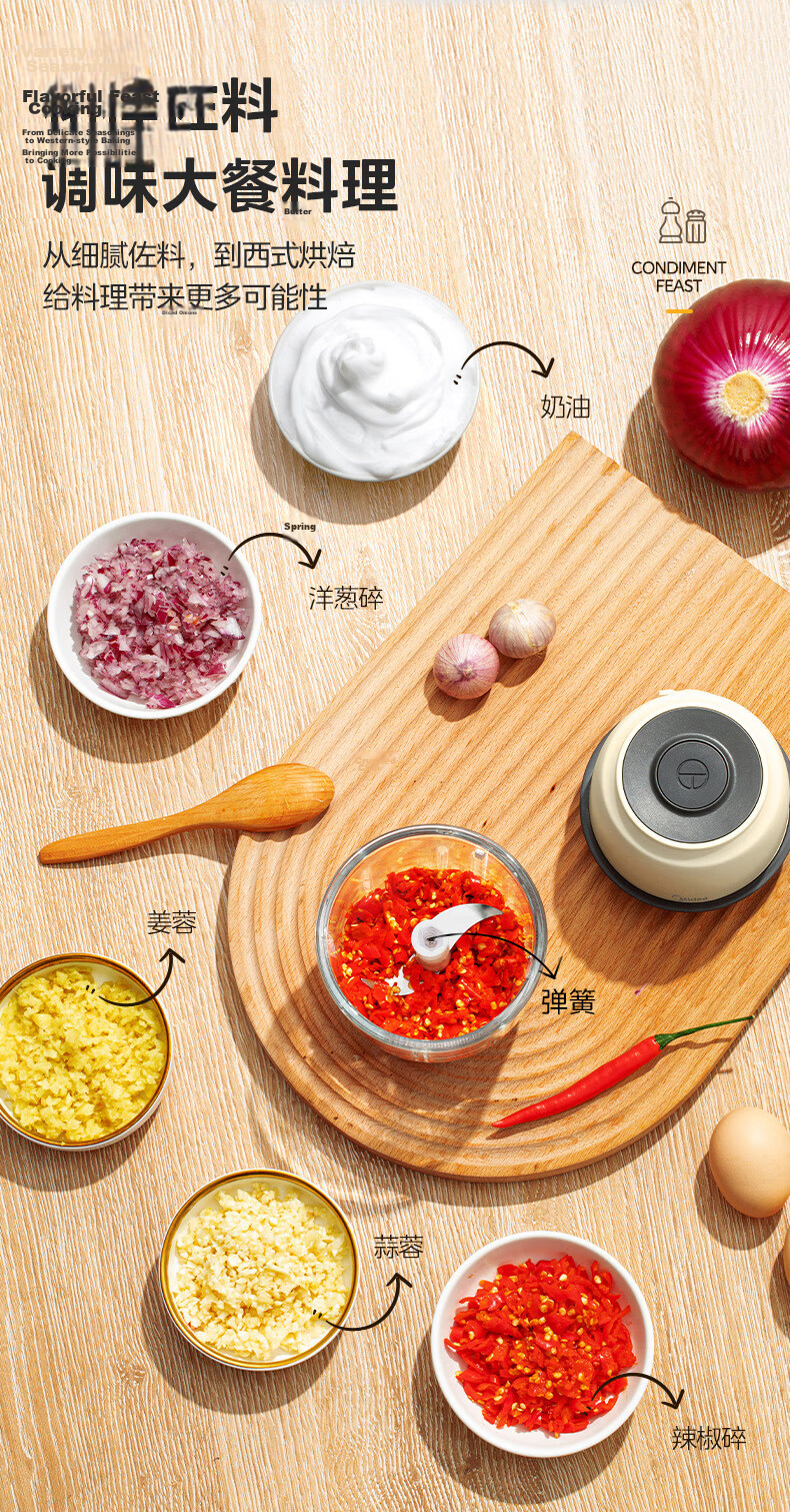 Midea Small Baby Household Food Processor Multifunctional Puree Blender Baby Food Maker Meat Grinder Seasoning Grinder Garlic Crusher Outdoor Portable Wireless Long Battery Life 403J3 5