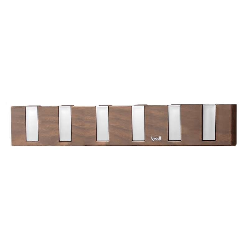 Bydoll No-Drill Over Door Hook Walnut Wood Grain Clothes and Bag Storage Rack Bedroom Door Hanger Organizer