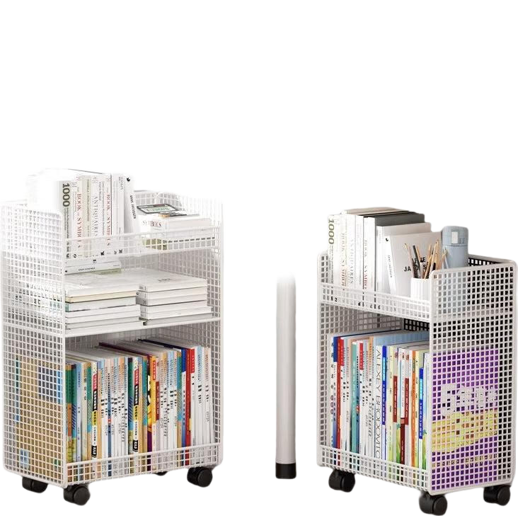 FENJIEXIAN Floor-Standing Bookshelf, Small Steel Storage Rack, Under-Desk Organizer, Movable Shelf Unit, Simple No-Installation Shelf