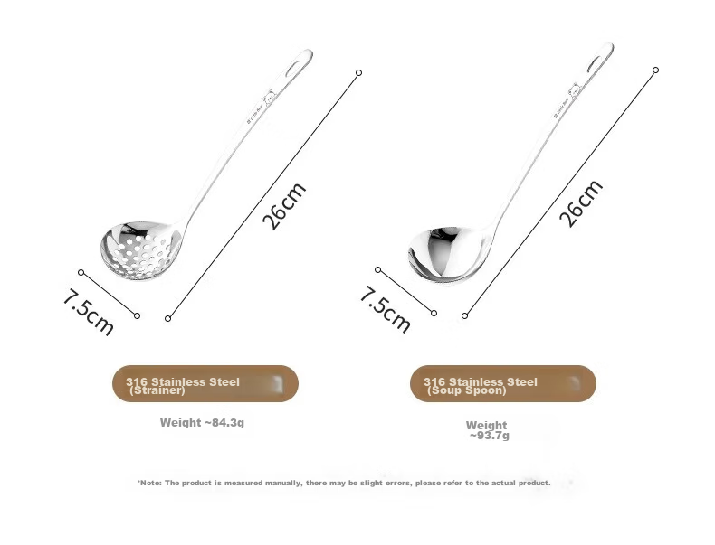 Guofeng 316 Stainless Steel Large Soup Ladle and Skimmer Set for Hot Pot, Household Soup Ladle and Skimmer Combo 10