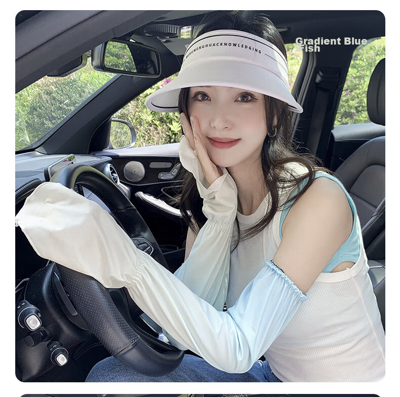 GLO-STORY Women's UV Protection Ice Silk Sun Sleeves Cute Sweet Outdoor Cycling Driving Arm Sleeves 14