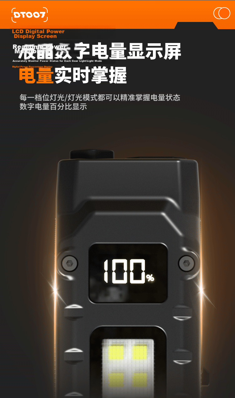 Cavalry Stainless Steel Outdoor Work Light Rechargeable Tactical Flashlight Side Light Dual Light Source High Brightness EDC Flashlight 12