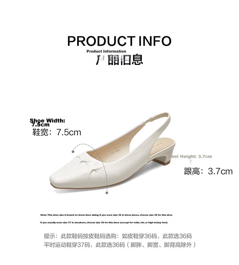 Eierkang Women's Shallow Pointed Toe Low Heel Commuting Professional Single Shoes Open Back Sandals 29870W Off-White Size 37 11