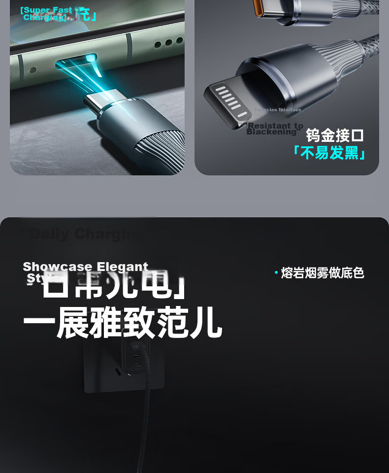 Omak 3-in-1 100W Super Fast Charging USB Car Charger Cable Compatible with Apple iPhone Xiaomi OPPO Samsung Huawei Vivo Android Type-C 3