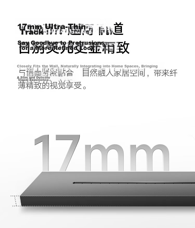 MI Surface-Mounted Slim Track Socket, Compatible with MI Smart Socket, Switch Socket Panel, 75cm Track + 4 Five-Hole Adapter Switches, Frost White 11