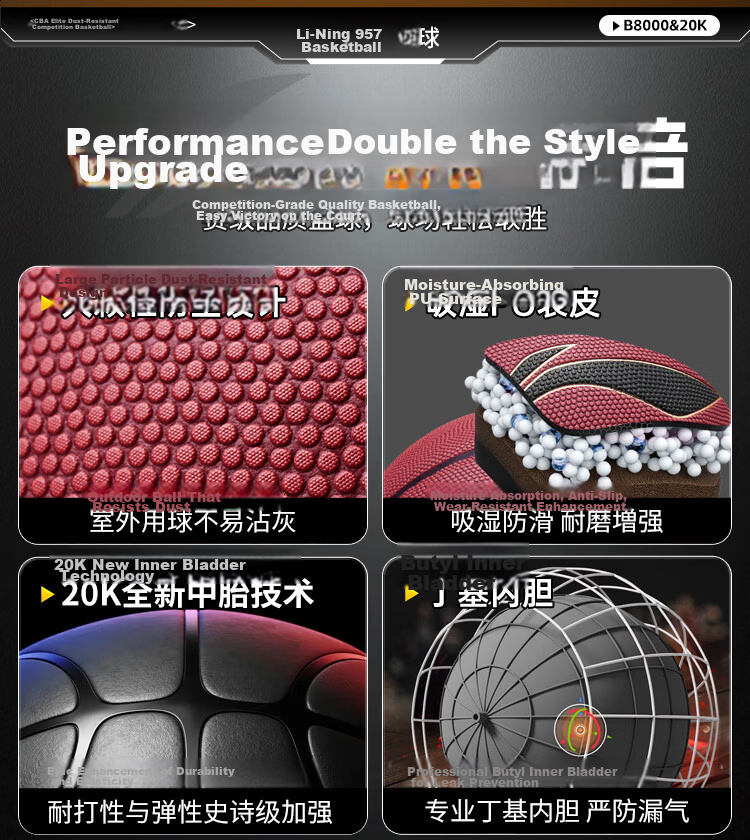 LI-NING Basketball Adult Size 7 Junior High and Primary School Student Youth Official Exam Indoor Outdoor Non-Slip Training Size 7 Basketball 7
