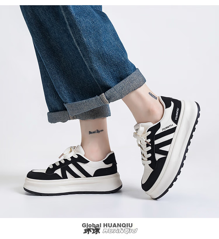 Global Hot Sale 2026 Spring INS Trendy White Sneakers for Women Versatile Student Campus Style Fashion Thick Sole Height Increasing Casual Skate Shoes 14