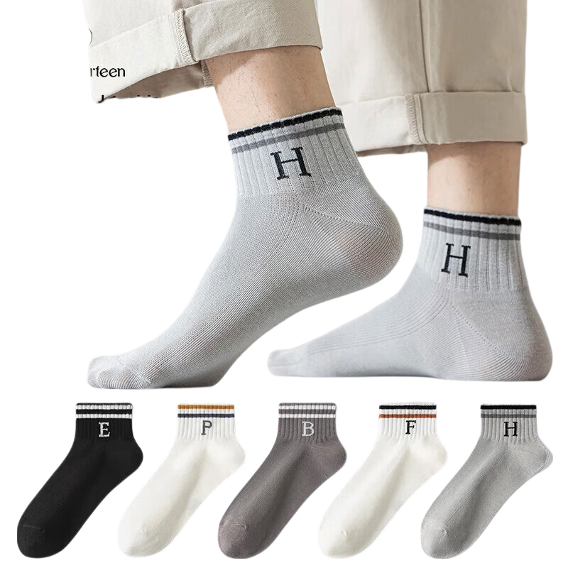 Mian Shisan Men's Short Socks Xinjiang Cotton Spring Summer 10A Antibacterial Deodorant Breathable Youth Trendy Low-Cut Ankle Socks 6 Pairs
