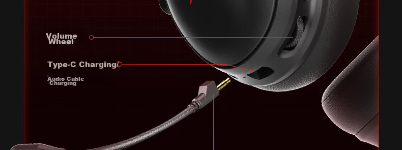 IKF V11 Pro 7.1 Quad-Mode Wireless Gaming Headset Over-Ear 7.1 Surround Sound Bluetooth Wired Esports Delta FPS Valorant Positioning Cranberry Red 87