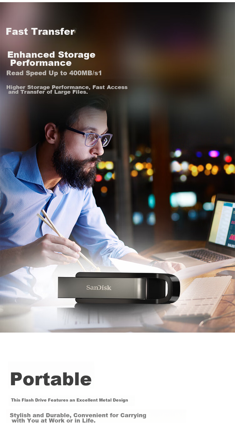 SanDisk, SanDisk, 256GB USB3.2 Flash Drive, CZ96 Premium High-Speed Eco, Read Speed 100MB/s, Eco-Friendly Materials, Compact And Portable, Data Recovery, Business Office Use 2