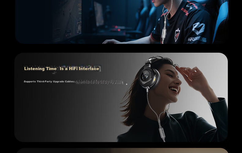 IKF VP7 [KNA Collaboration DiTing Set] Wired HiFi Gaming Headset Over-Ear Esports Headphones Valorant Special Edition Birthday Gift for Boyfriend Carbon Black 55