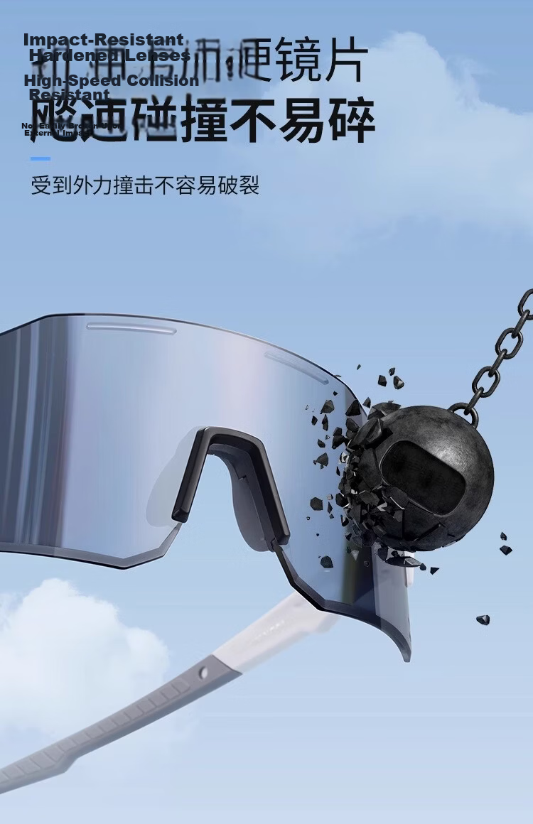 FENCHI Cycling Glasses Outdoor Sports Day and Night Use Photochromic Windproof Running Goggles White Frame Photochromic Lens 14