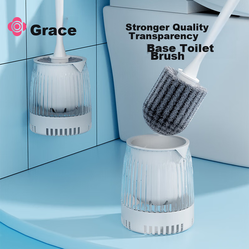 Grace Toilet Brush with Base, Wall-Mountable, Drip-Dry, No Water Accumulation, Bathroom and Squat Toilet Cleaner, No Dead Angles