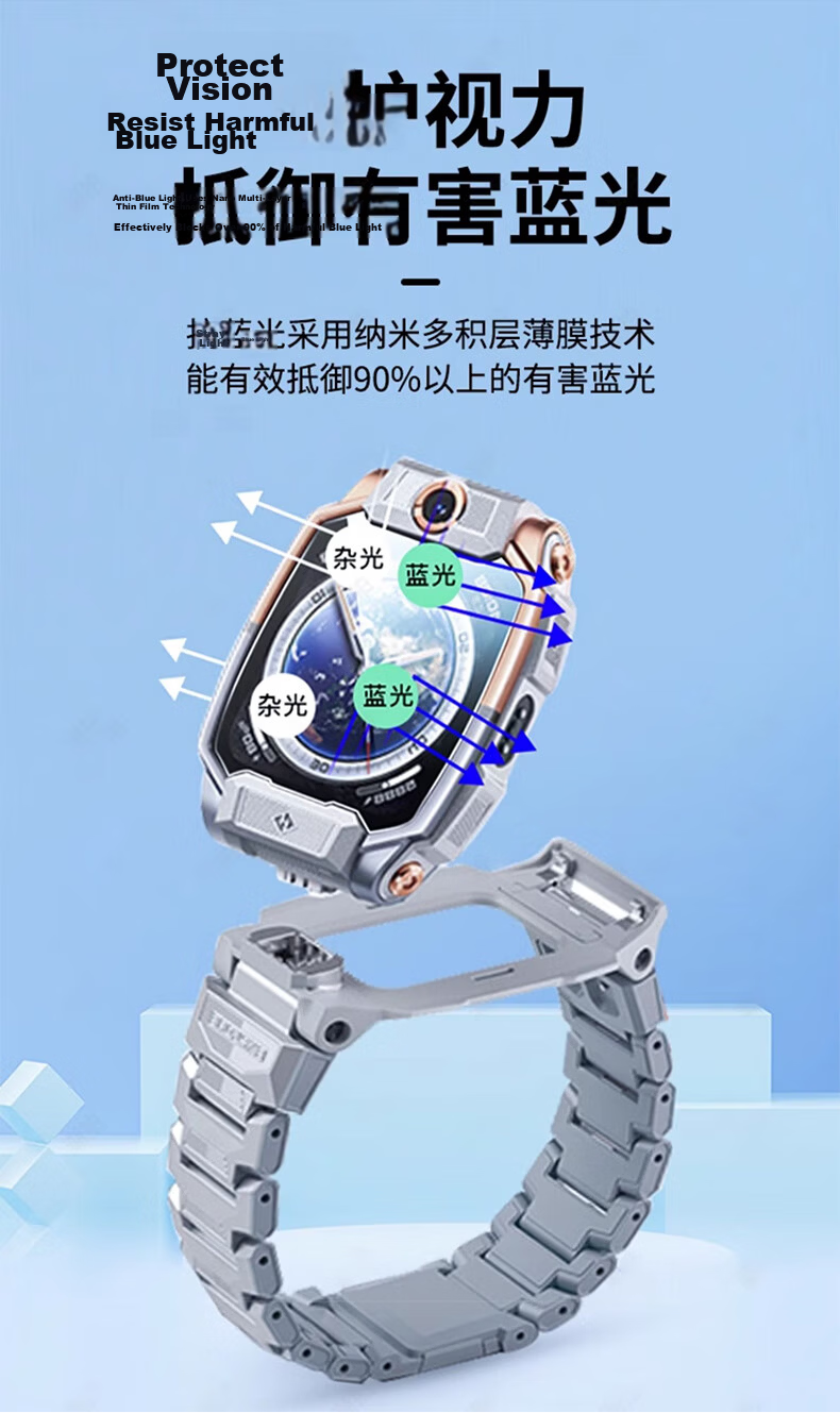 Smorss [2 Pieces Premium] Screen Protector for Xiaotiancai D3, Anti-Blue Light Film, Full Screen Protection for Xiaotiancai Children's Smartwatch D3, Anti-Scratch, Drop-Resistant, Anti-Fingerprint, Eye-Protective Watch Film 11