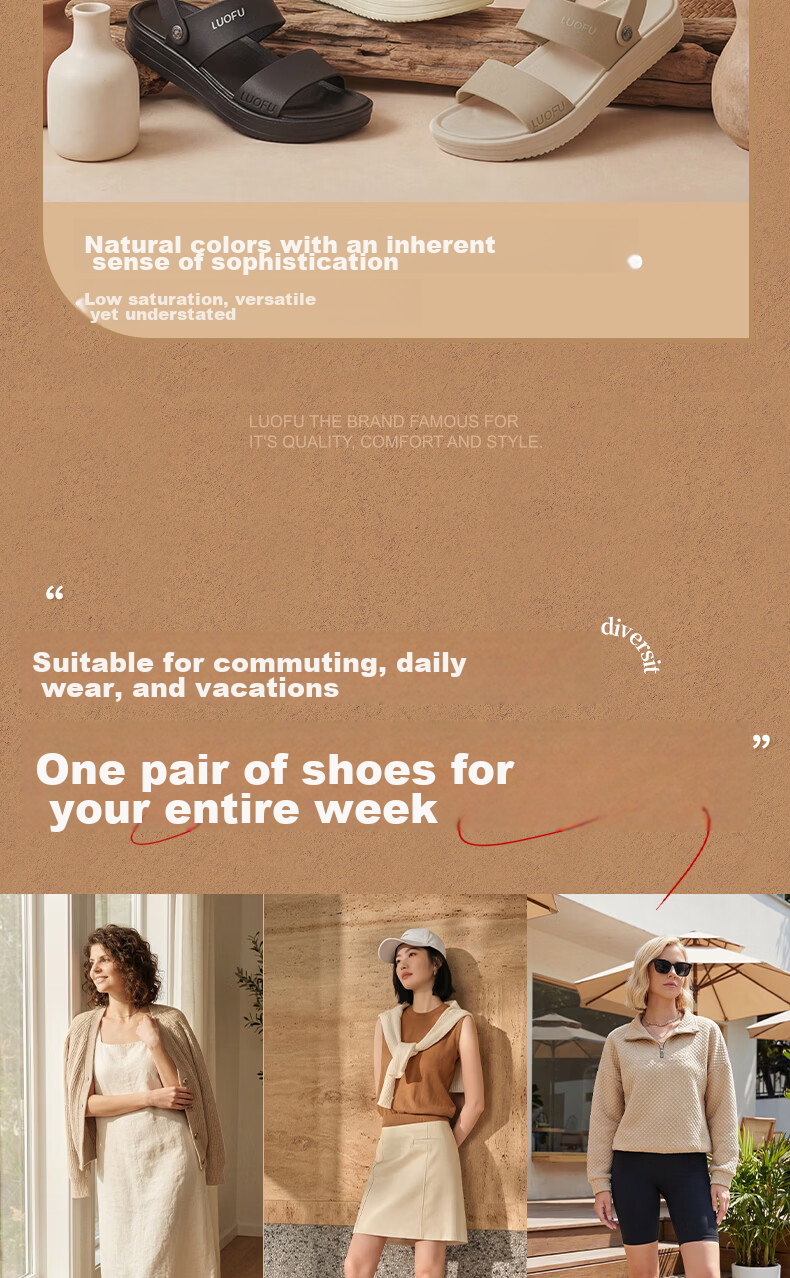 Luo Fu Women's Outdoor Sandals Slip-On Silent Height-Increasing Beach Slippers LF6255 White Pepper Size 40 4