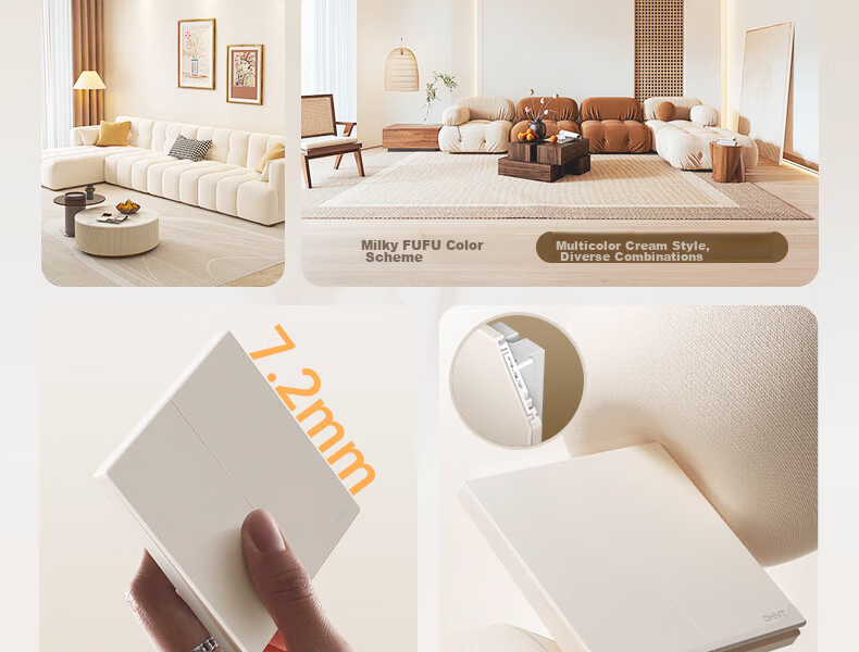 CHNT Switch Socket No-Paint Cream Style Large Panel Socket Faceplate Concealed X1M One-Gang Single-Control Five-Hole 6