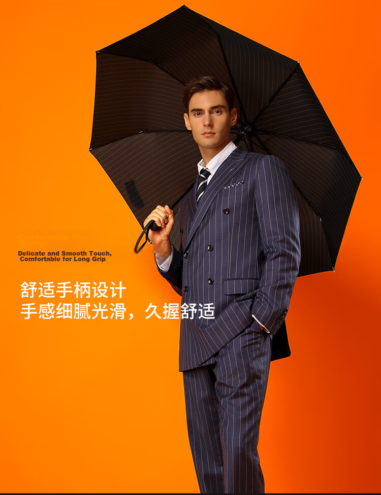 Knirps Fully Automatic Ultra-Light Three-Fold Portable Business Umbrella for Men and Women Gift Phantom Black 7