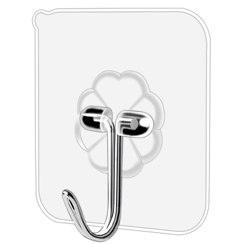 Bingyou Heavy Duty Hooks (80 Gauge Thickened) 10-Pack Strong Adhesive Transparent No-Trace Kitchen Bathroom No-Drill Nail-Free Clothes Hooks