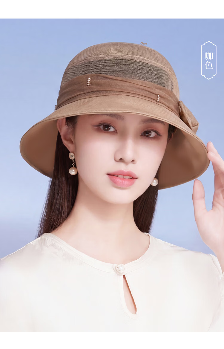 Shanghai Story Women's Silk Sun Hat Spring Summer Mulberry Silk UV Protection Sun Hat Beige Mom Gift 16