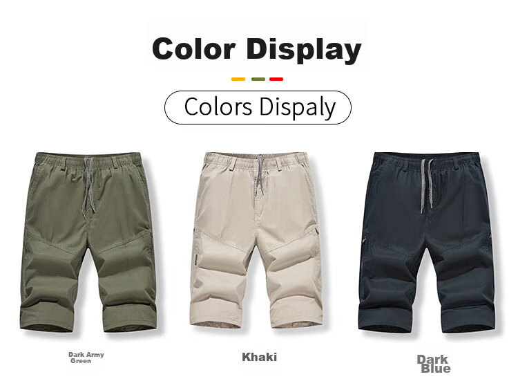 ROMON Summer Men's Pure Cotton Seven-Point Casual Breathable Drawstring Solid Color Simple Youth Workwear Beach Shorts 4