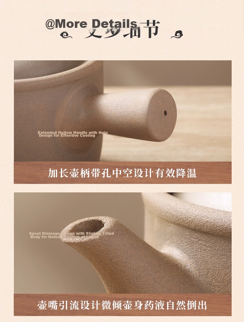 Deming Traditional Chinese Medicine Sand Pot, Old-Style Decoction Pot, Clay Jar for Medicinal Herbs, Specialized Herbal Pot, Unglazed Cooking Pot for Medicinal Cuisine, Open Flame Decoction Pot 23