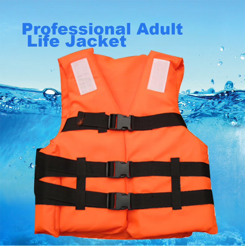 ASORAIN Black Strap Adult Life Jacket Swimwear with Whistle, Reflective Strips, Outdoor Flood Prevention Emergency Rescue Surfing Rafting 1
