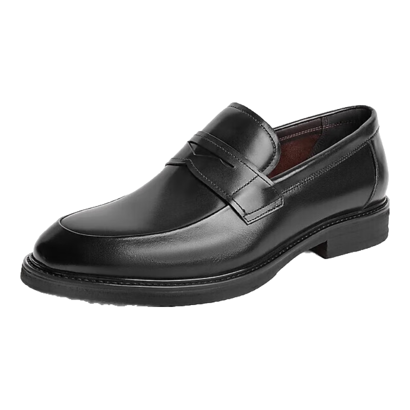 Belle Men's Shoes, Business Formal Leather Shoes, Spring And Summer Cowhide Slip-On Loafers, Derby Shoes, Wedding Shoes, A1376AM4, Black, Size 41
