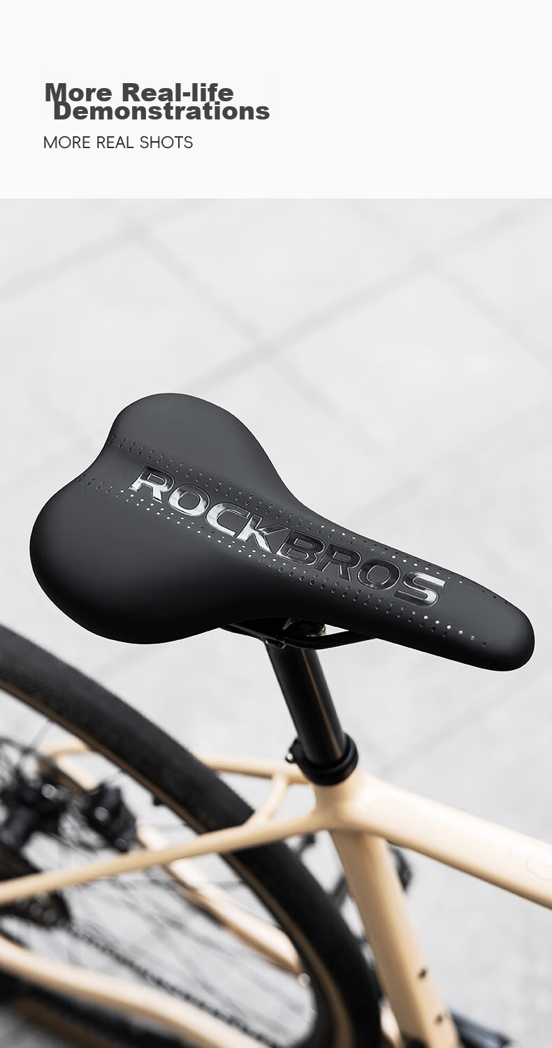 ROCKBROS Bicycle Seat Cushion Comfortable Saddle for Road And Mountain Bikes with Shock Absorption And Thickened Pad Cycling Accessory Black 14