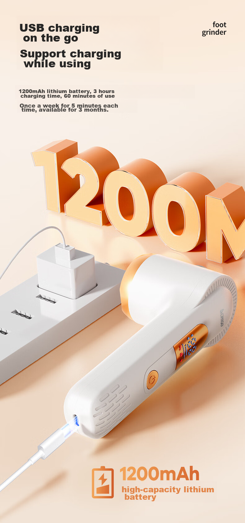 CHIGO Electric Foot File, Fully Washable, Rechargeable Pedicure Tool, Callus Remover, Dead Skin Remover, Edge Trimmer with Suction Cup F199, Graduation Gift 14