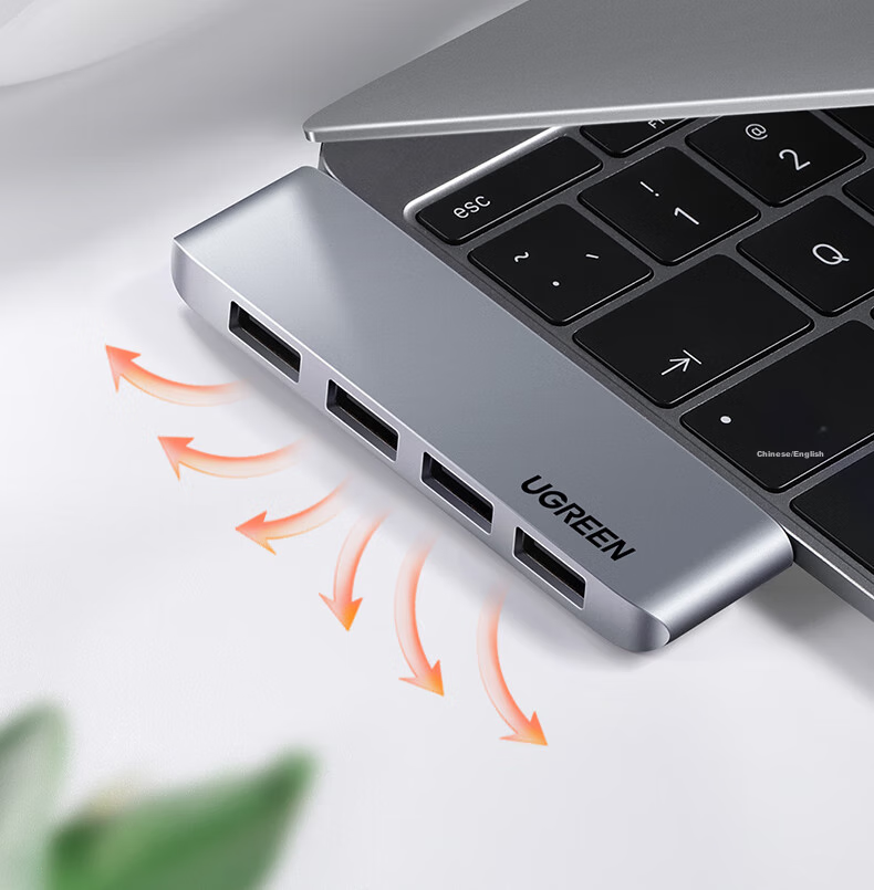 UGREEN Type-C Expansion Dock, USB-C Adapter, 3.0 Hub Splitter, 2-In Direct Plug-In Expansion Dock, Compatible with Macbook, Huawei Laptops, Converter for Phones And Tablets 10