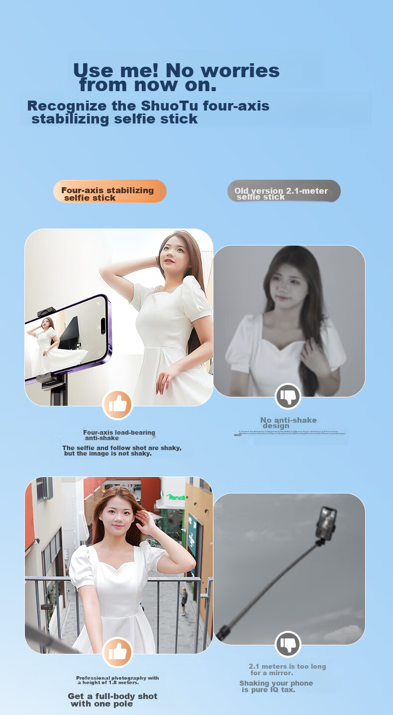 Shuotu [Professional Shooting - 1.9 Meters] Selfie Stick Tripod, Phone Floor Stand, Handheld Anti-Shake Selfie Device, Portable Travel 360-Degree Rotation Fully Automatic Live Streaming Stand 2