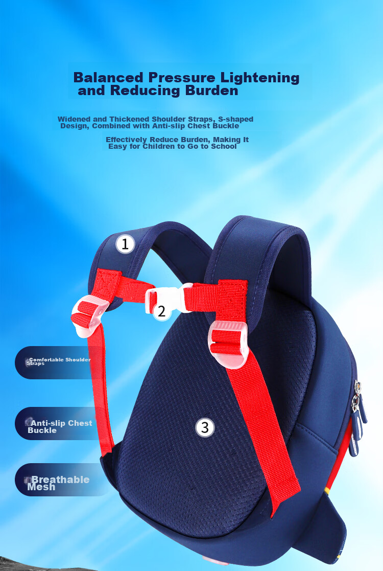S.X-ZEBRA Ultraman Kindergarten Backpack for 3-5 Year Old Boys, Anti-Lost Travel Children's Double Shoulder Small Backpack 80069 Blue 5