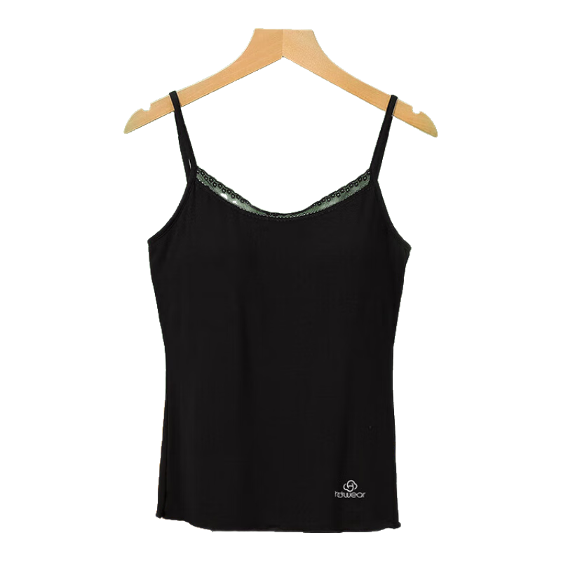 Hodo [One-Piece with Chest Pads] Bra-Free Camisole for Women, Modal Undershirt Style, Elegant Black, 175/100