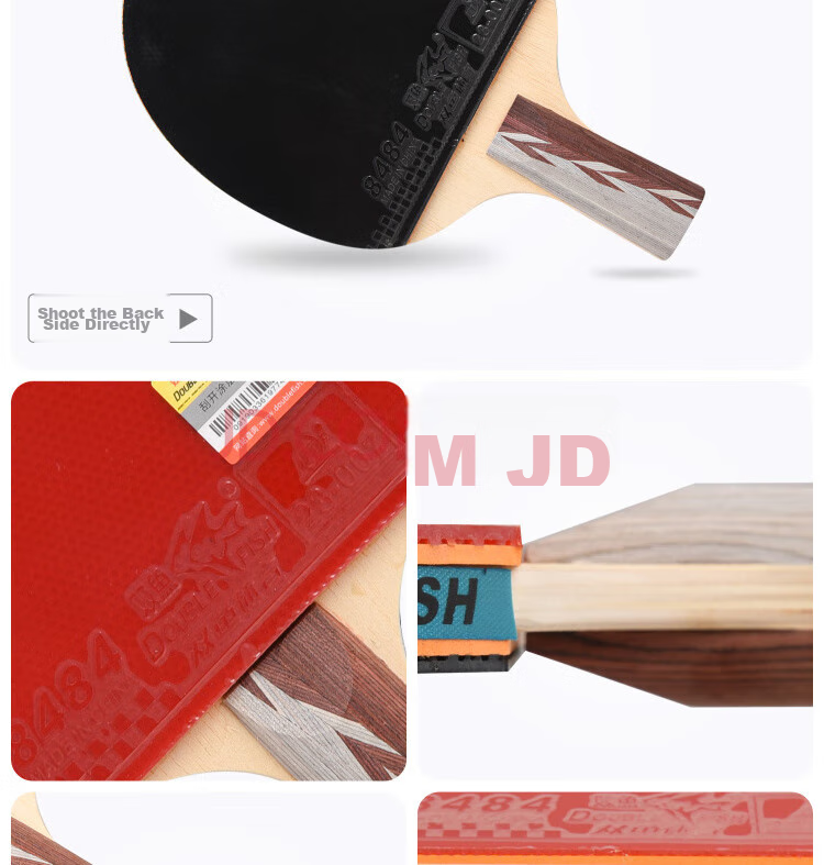 DOUBLE FISH Table Tennis Paddles Straight Handle Double Paddle Set, 5D Wuxingbing Table Tennis Racket, 2 Paddles with 10 Free Balls Included 4