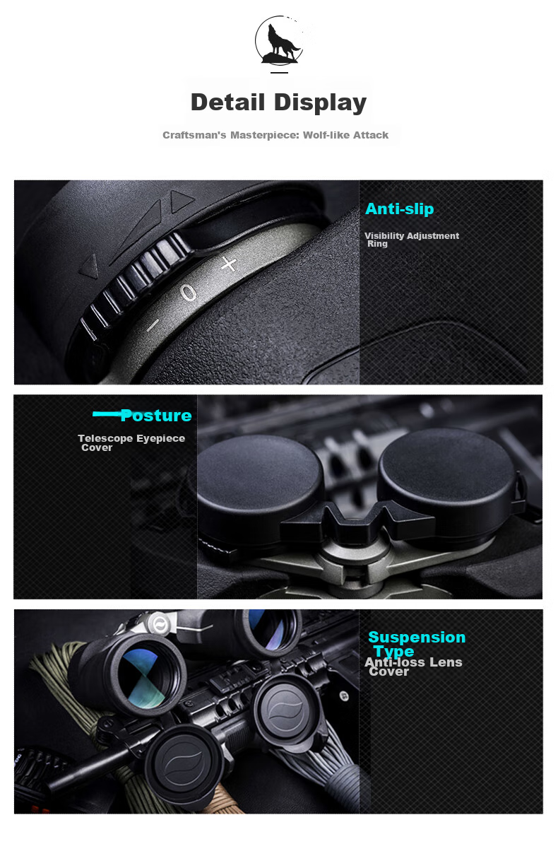 BOSMA Binoculars, Wild Wolf 2nd Generation, 12x50 High Definition, High Magnification, Waterproof, Microscopic Night Vision, Wild Wolf Second Generatio 14