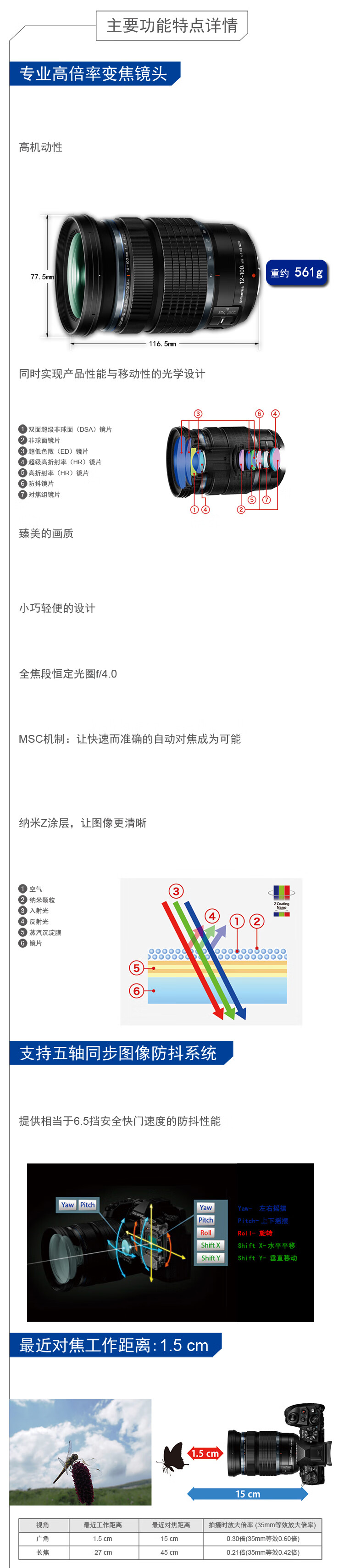 奥林巴斯（OLYMPUS）M.ZUIKO DIGITAL ED 12-100mm F4 IS PRO 微单镜头5