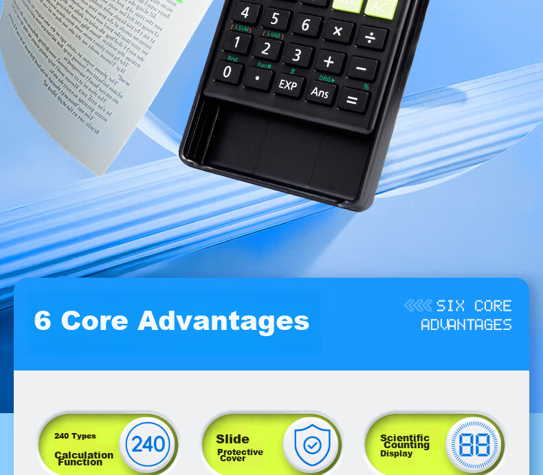 M&G Stationery 82MS Dual Power Scientific Calculator for Middle and High School Students ADG981N2 Black 2