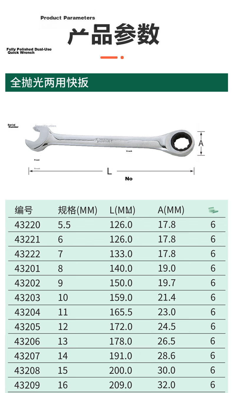 SATA 43217 Fully Polished Dual-Use Quick Wrench 27MM 3