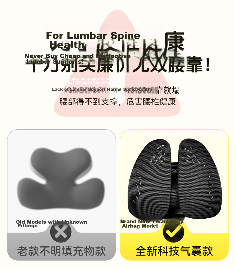 Zhiguozhe Ergonomic Lumbar Support Cushion Backrest Pillow for Prolonged Sitting Office Chair and Car Seat Support 3