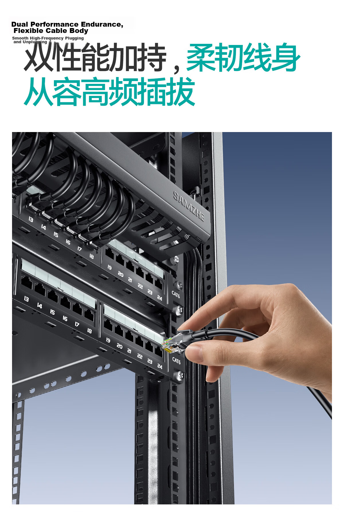 SAMZHE CAT6 Ethernet Cable, 25 Meters Gigabit High-Speed Network Broadband Cable, Category 6 Engineering Home Computer Router Monitoring Cable, CAT6 Eight-Core Twisted Pair Patch Cord, Black WD6250 7